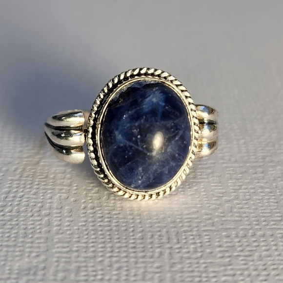 Estate Jewelry - NIB Semi VTG 925 Lapiz Azuli Scroll Cocktail Ring Sz 7